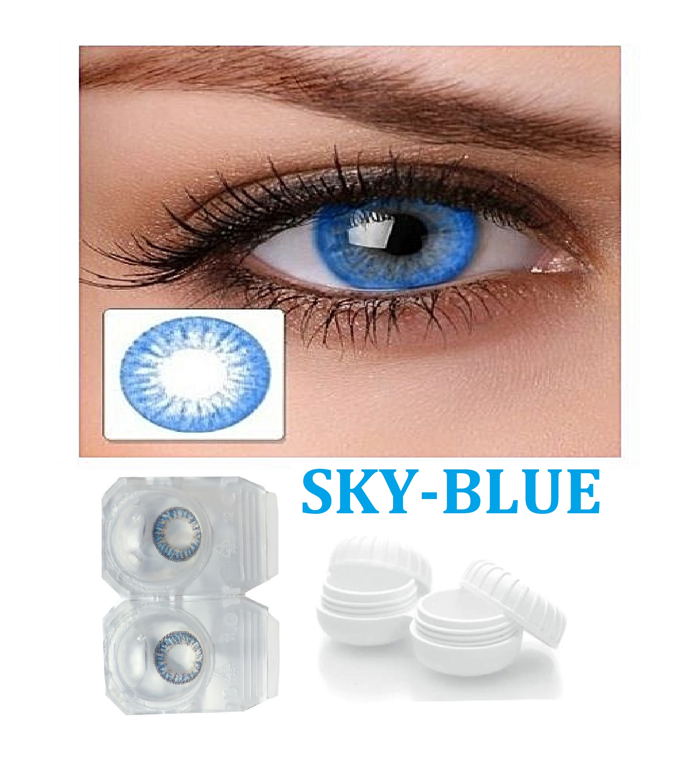 Colored Contact Lenses Zero Power Weekly ( Sky Blue - 1 Pair )