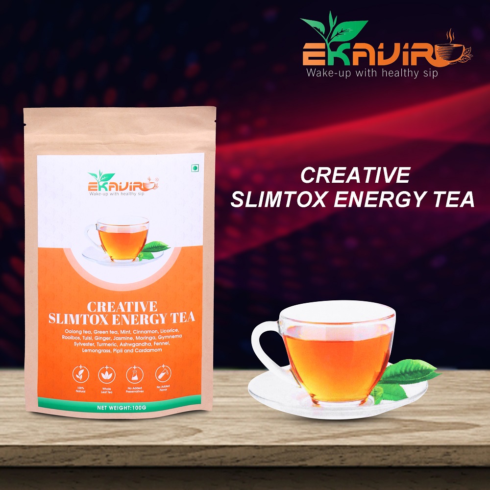 Ekavir Herbal Tea with Turmeric Tulsi & Ginger Blend of Oolong for Slimming,